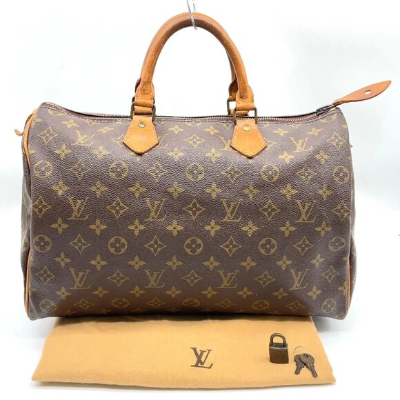 Louis Vuitton Monogram Speedy 35 W/Bag/Padlock Hand Bag lux413-093025 - Picture 1 of 16